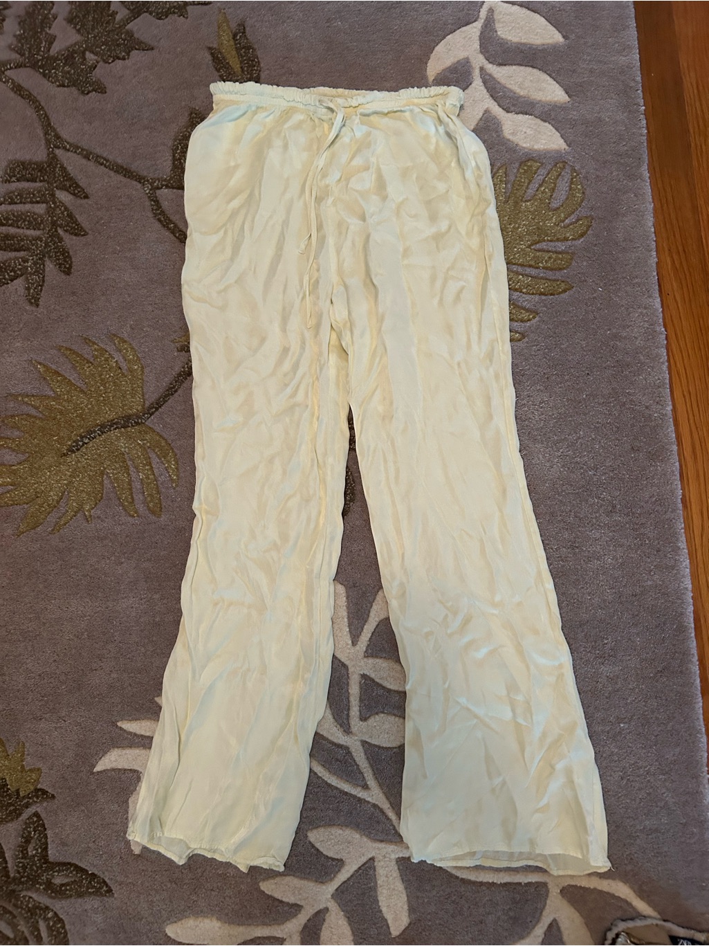 Zara Light Yellow Wide-Leg Drawstring Pants